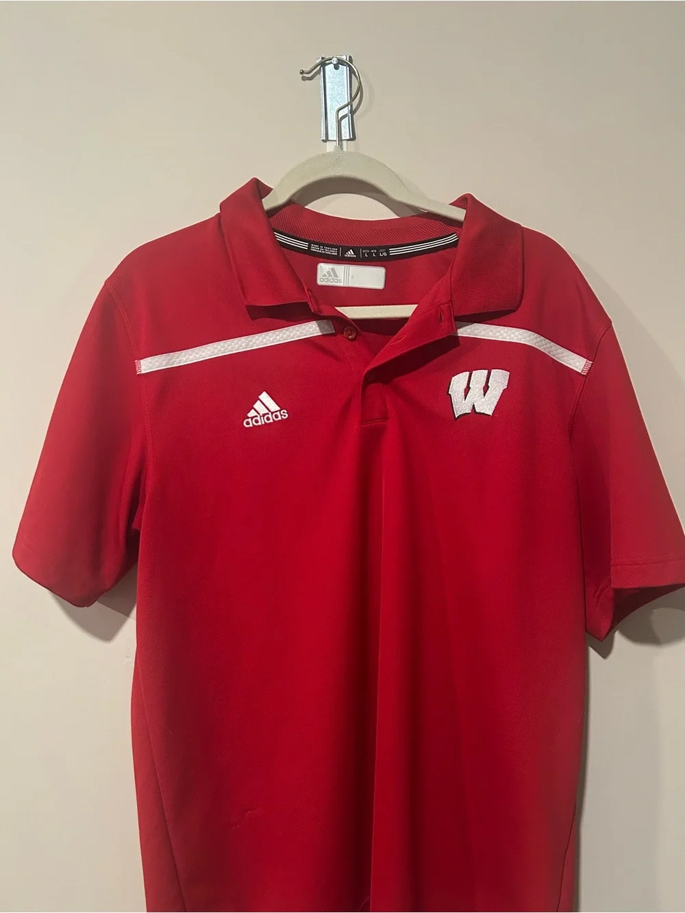 adidas Red Polo with White Team W and Logo
